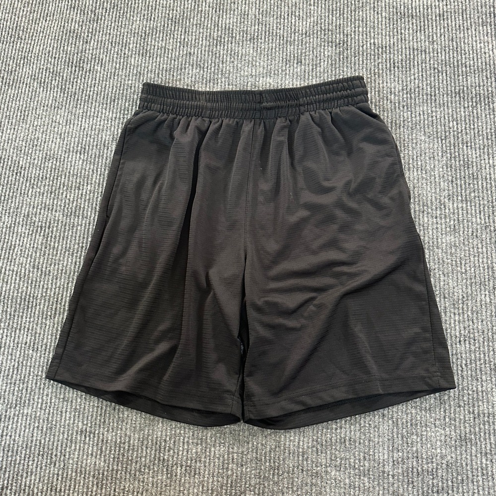 BCG Mens Athletic Workout Shorts XL Black Textured Gym Running Elastic Pockets